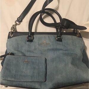 Coach Denim Purse & Wristlet Set Blue Jean Crossbody & Handles